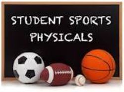 Student Sport Physicals on chalkboard with sport balls